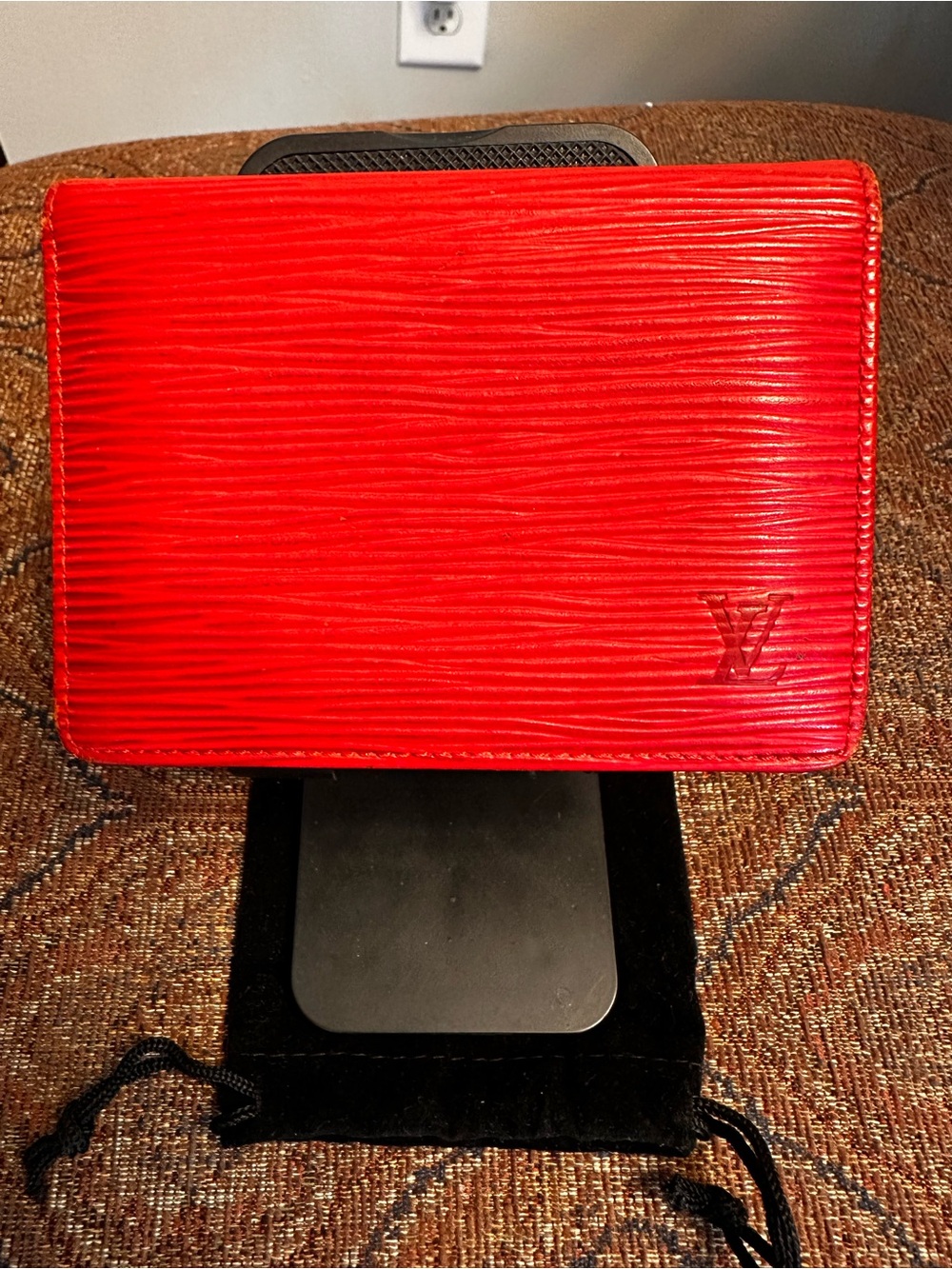 Authentic Vintage Louis Vuitton Red Epi Leather Card Holder comes with a C.O.A